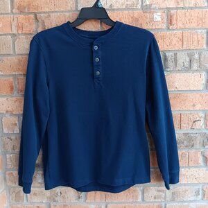 St. John's Bay Mens Legacy Henley Top Long Sleeves 100% Cotton Navy Size M